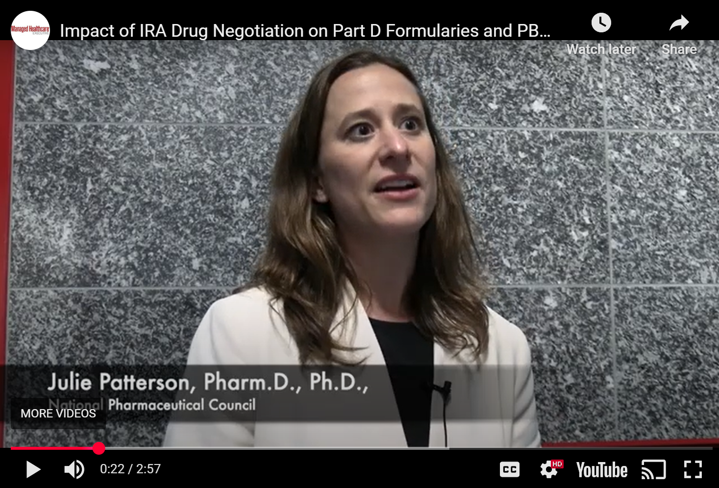 "Impact of IRA Drug Negotiation on Part D Formularies and PBMs" with Dr. Patterson